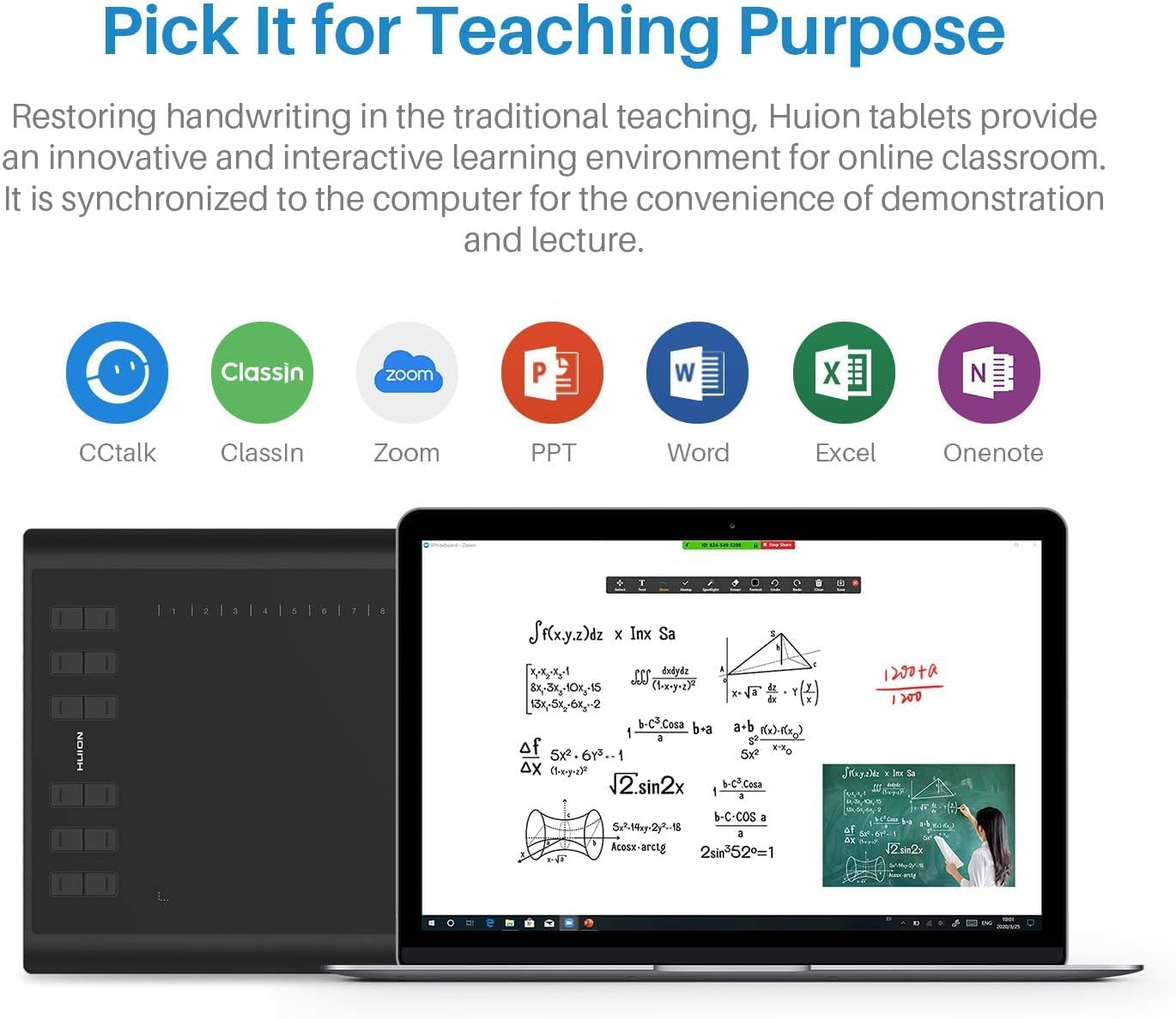 Huion Inspiroy H1060P Battery Free Pen Drawing Graphic Tablet 10x6 Inch NEW