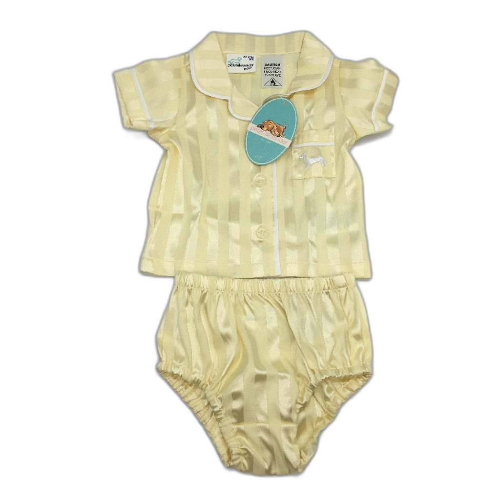 Peter Alexander Butter Satin Classic Short Pyjama Set Unisex Baby Size 0-3 NEW