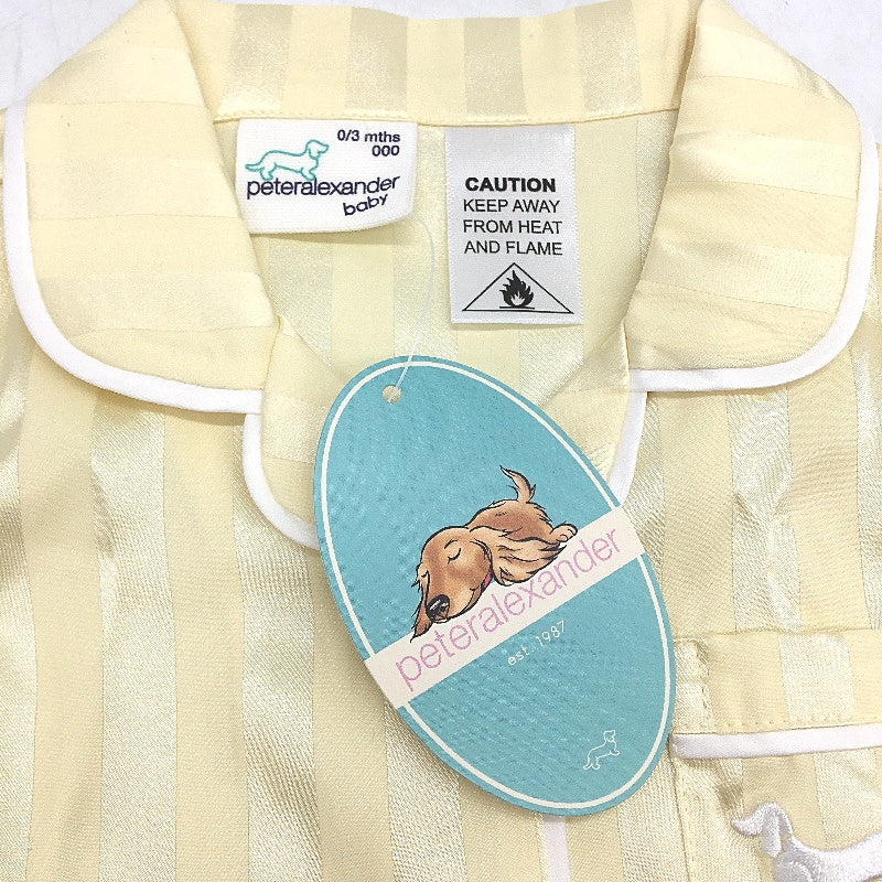 Peter Alexander Butter Satin Classic Short Pyjama Set Unisex Baby Size 0-3 NEW