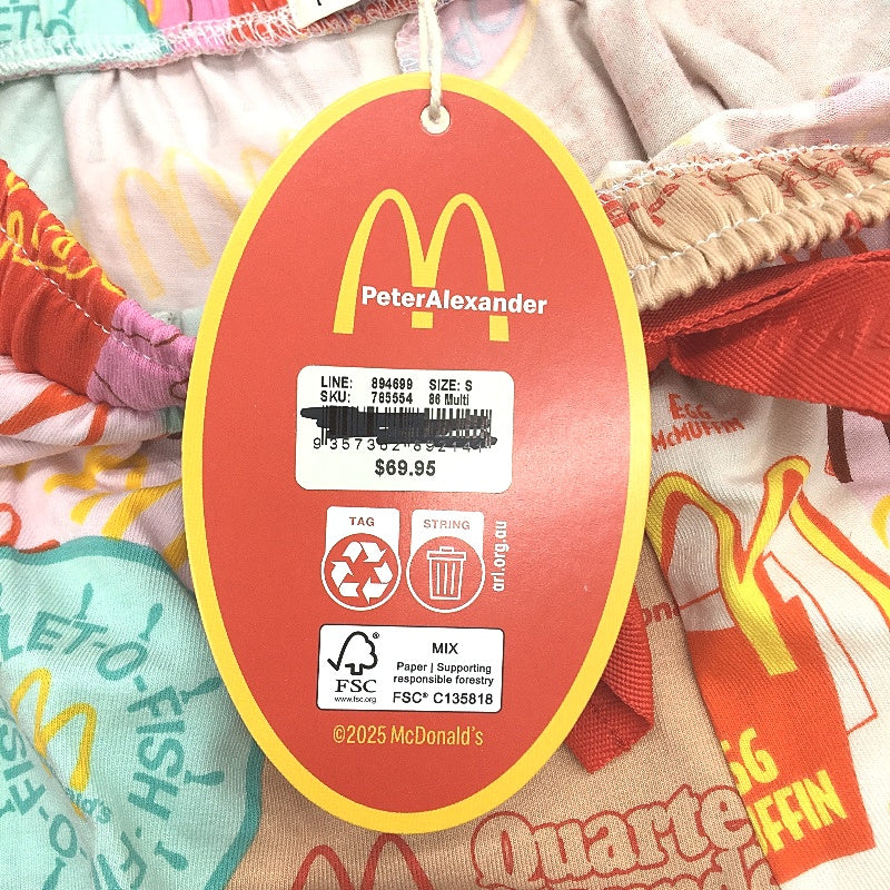 Peter Alexander McDonalds Menu Pattern Cotton Sleep Shorts Ladies Size Small NEW