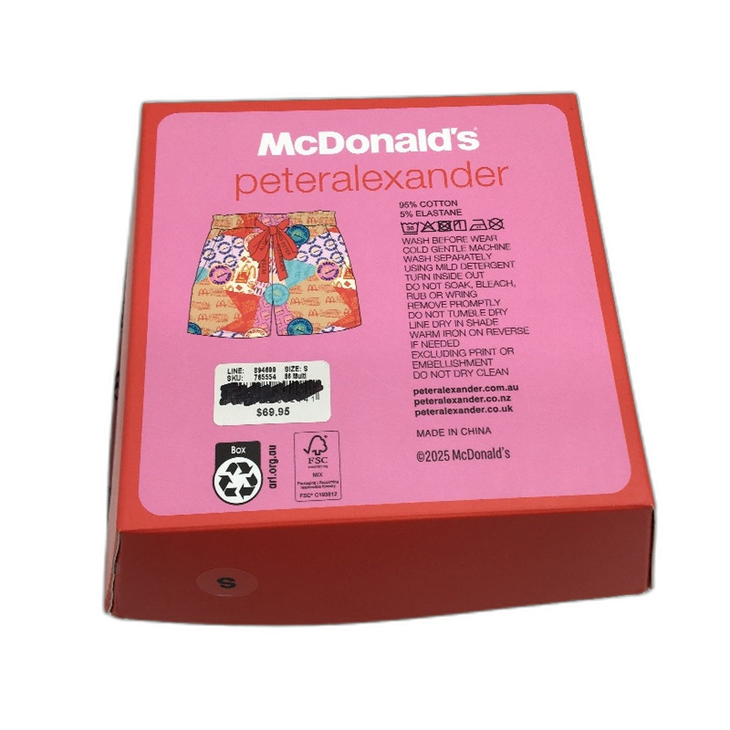 Peter Alexander McDonalds Menu Pattern Cotton Sleep Shorts Ladies Size Small NEW