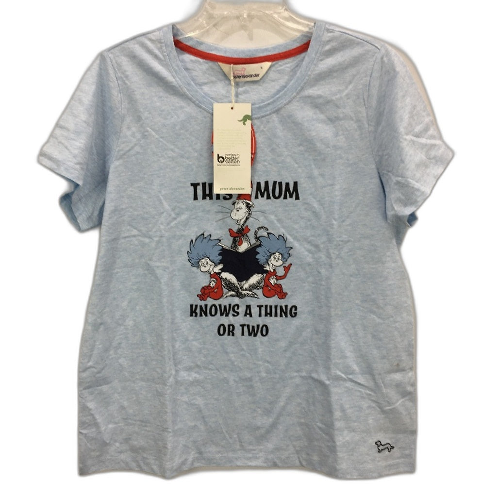 Peter Alexander Dr Seuss Blue Marle Graphic Sleep Tee Ladies Size Large NEW