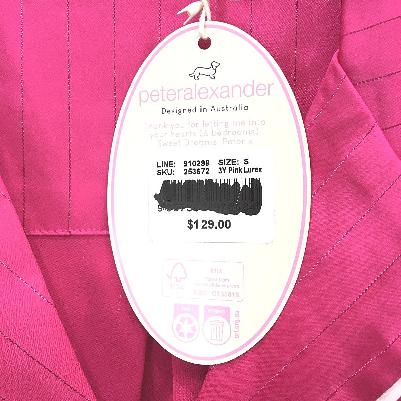 Peter Alexander Pink Lurex Chic Satin Shortie Pyjama Top Ladies Size Small NEW