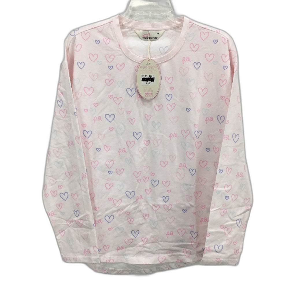 Peter Alexander Baby Pink Hearts Long Sleeve Pyjama Top Ladies Size XS NEW