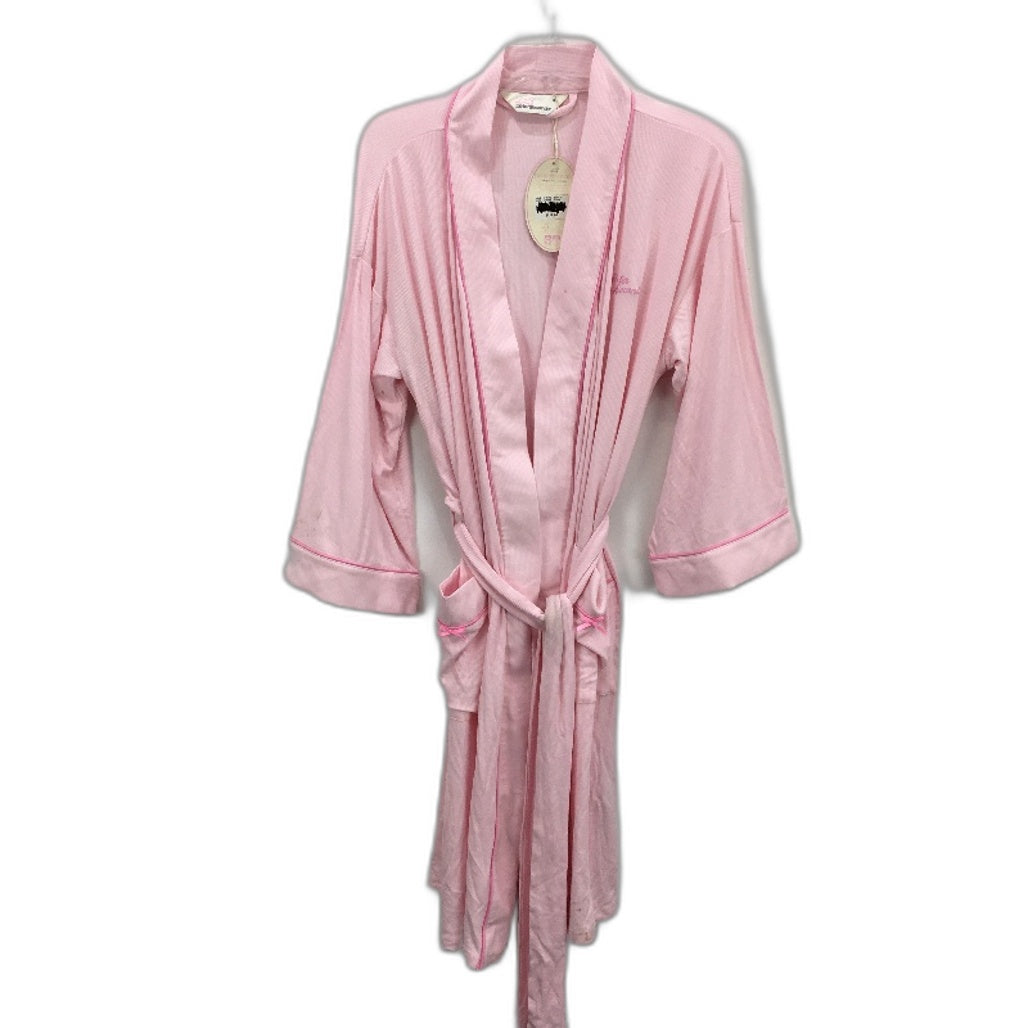 Peter Alexander Baby Pink Bow Rib Knit Dressing Gown Ladies Size Small NEW