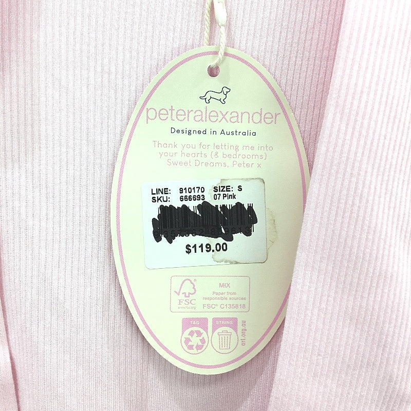 Peter Alexander Baby Pink Bow Rib Knit Dressing Gown Ladies Size Small NEW