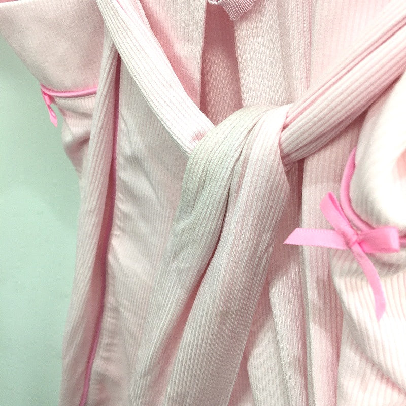 Peter Alexander Baby Pink Bow Rib Knit Dressing Gown Ladies Size Small NEW
