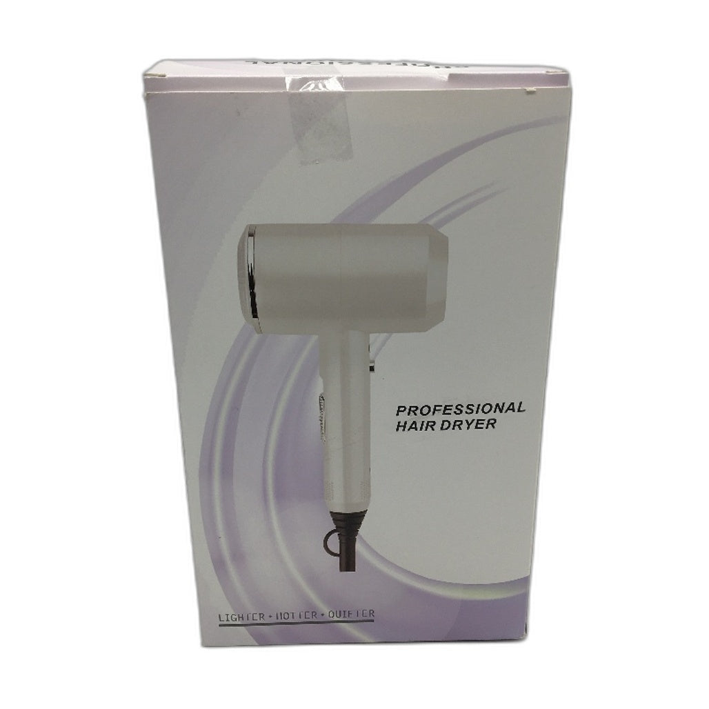 Professional White Hair Dryer 50 Hz 2 Nozzles& 1 Diffuser Heating Protection NEW