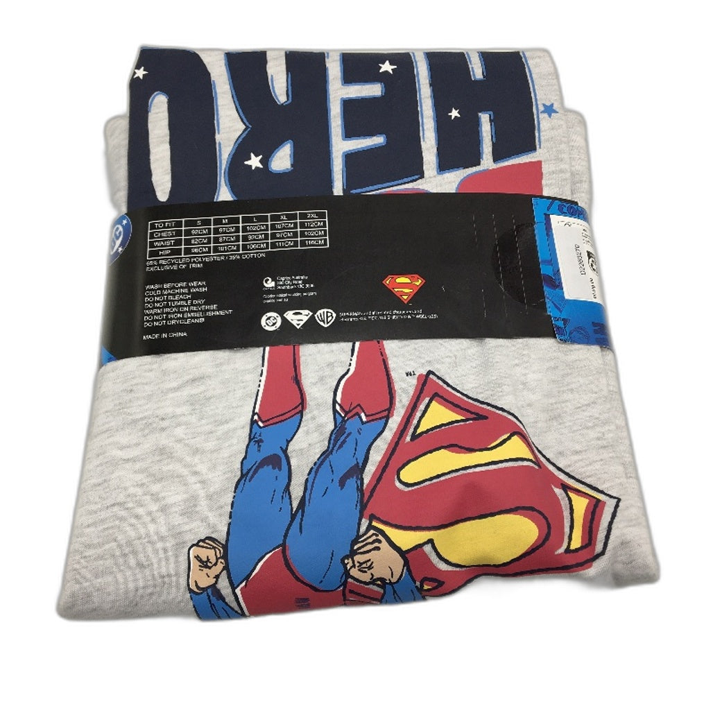 DC 2 Pce Superman Themed Short Sleeve Pyjama PJ Set Mens Size Medium NEW