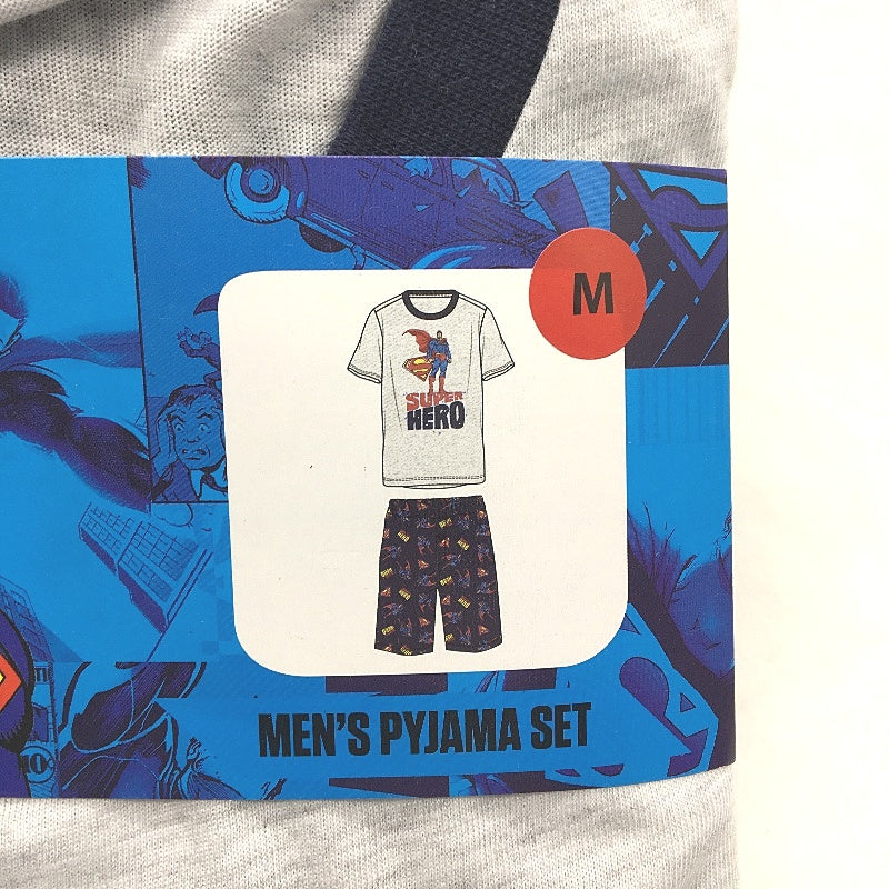 DC 2 Pce Superman Themed Short Sleeve Pyjama PJ Set Mens Size Medium NEW