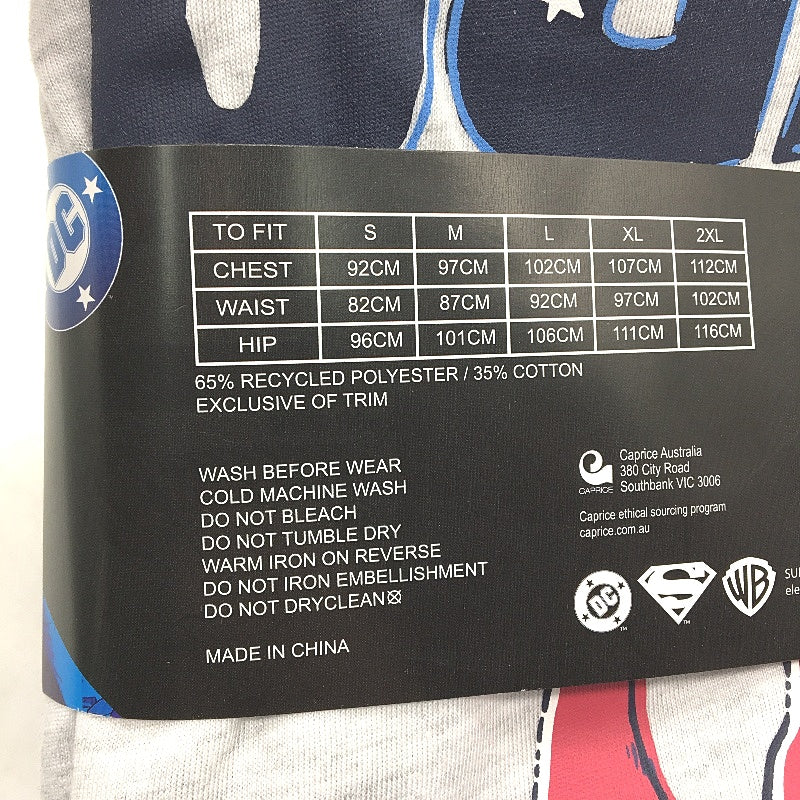 DC 2 Pce Superman Themed Short Sleeve Pyjama PJ Set Mens Size Medium NEW