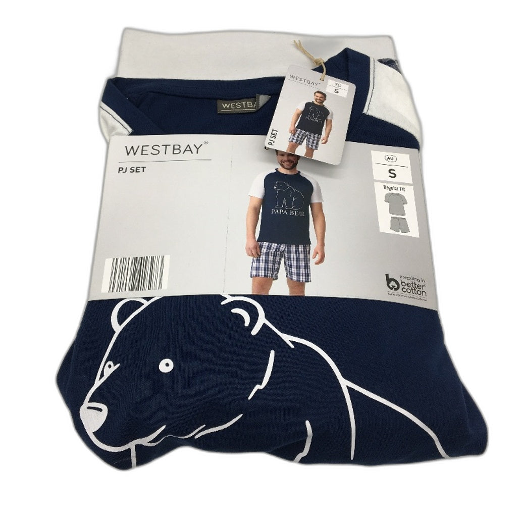 Westbay 2 Pce Papa Bear Short Sleeve Pyjama PJ Set Mens Size Small NEW