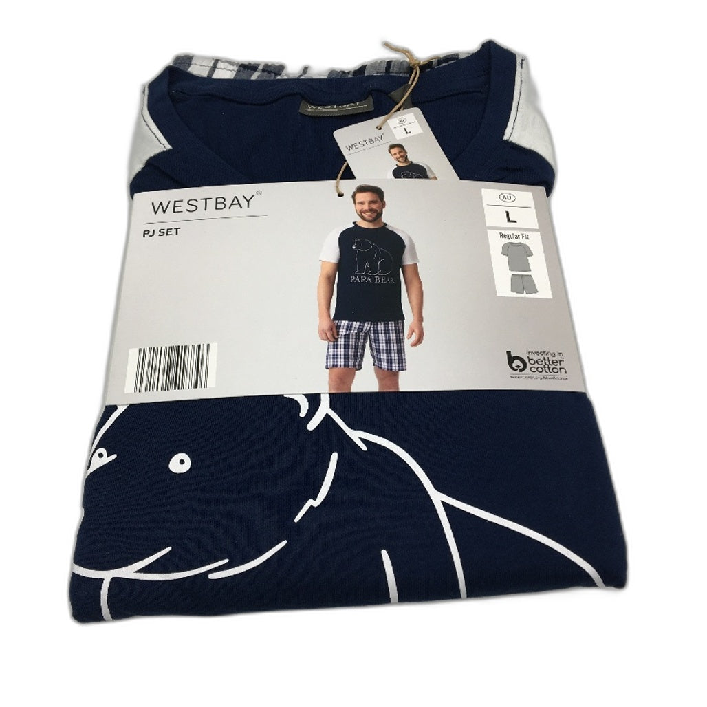 Westbay 2 Pce Papa Bear Short Sleeve Pyjama PJ Set Mens Size Large NEW