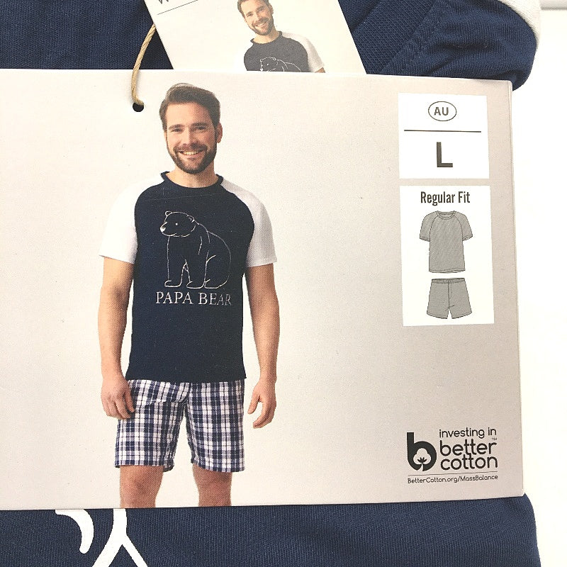 Westbay 2 Pce Papa Bear Short Sleeve Pyjama PJ Set Mens Size Large NEW