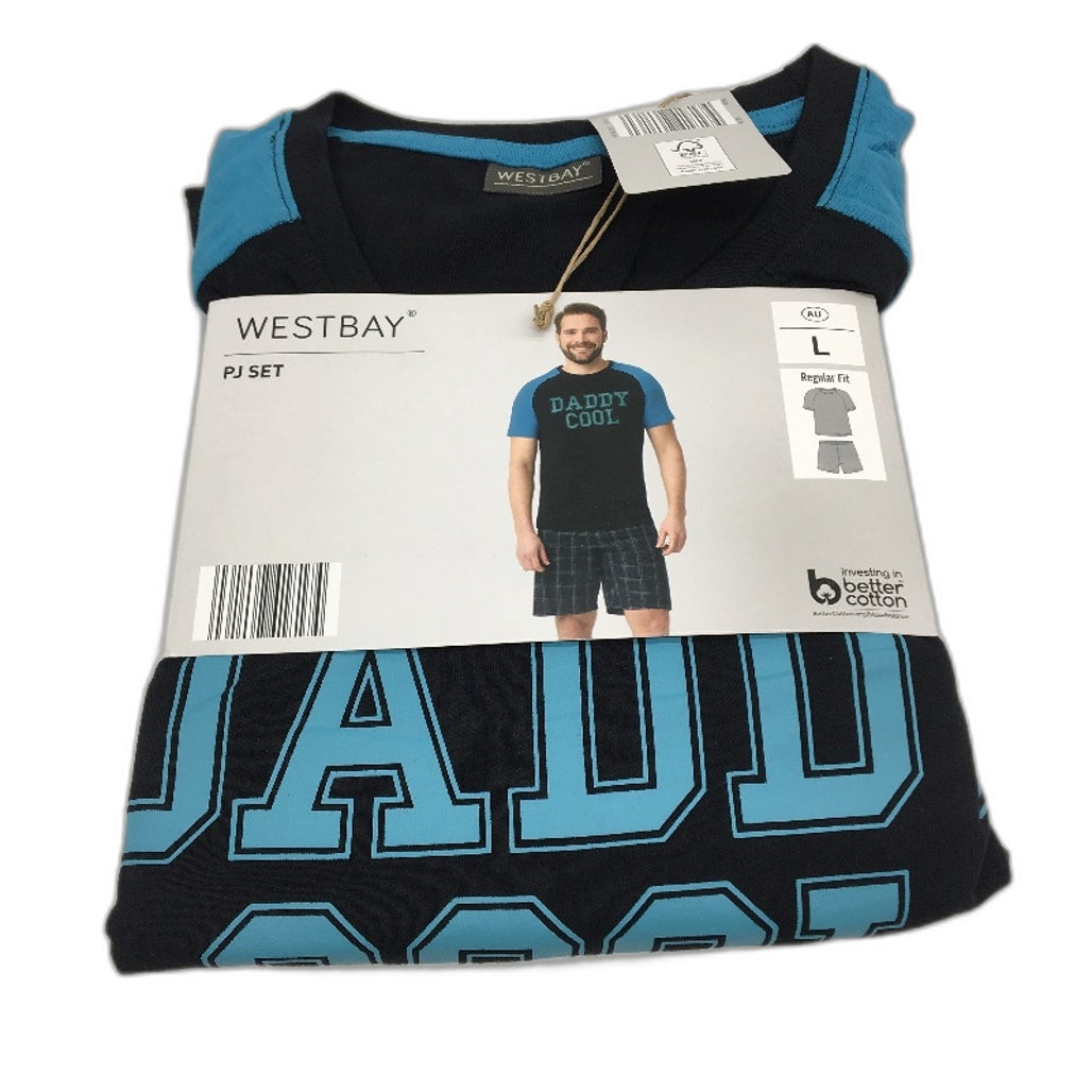 Westbay 2 Pce Daddy Cool Short Sleeve Pyjama PJ Set Mens Size Large NEW