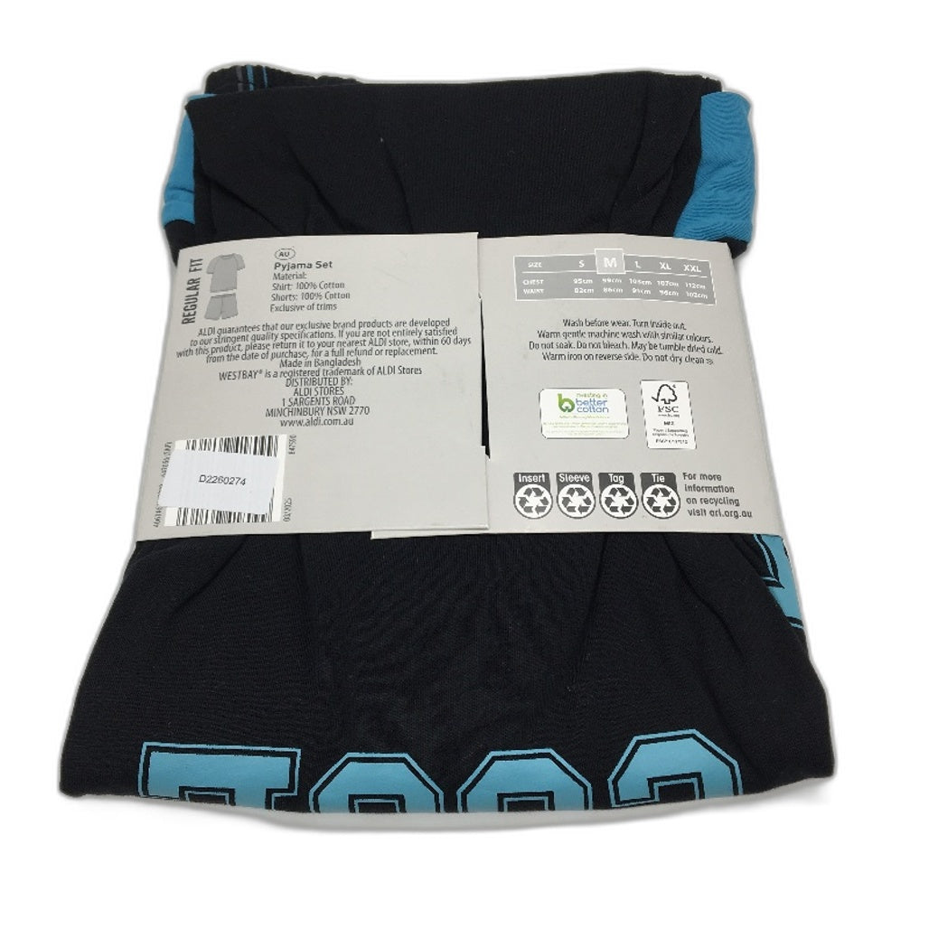 Westbay 2 Pce Daddy Cool Navy Short Sleeve Pyjama PJ Set Mens Size Medium NEW