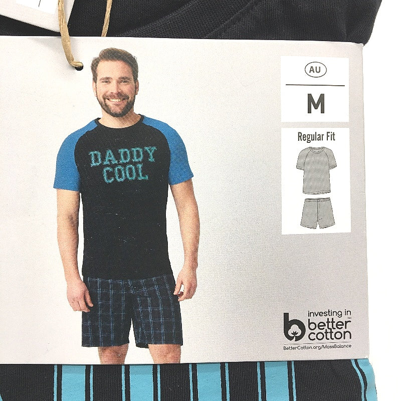 Westbay 2 Pce Daddy Cool Navy Short Sleeve Pyjama PJ Set Mens Size Medium NEW