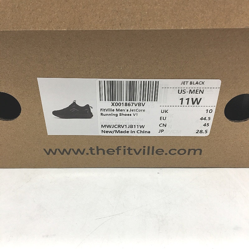 Fitville Black MeshJet Core V1 Running Sneakers Mens Size WIDE US 11 NEW