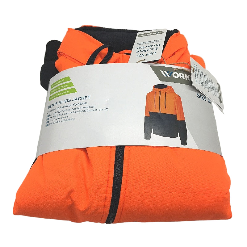 Workzone UPF-50 Orange & Navy HI-VIS Zip Up Class D Jacket Mens Size M NEW
