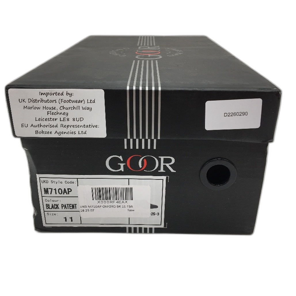 Goor Black Patent Leather Lined Manmade Upper Oxford Dress Mens Size US 11 NEW