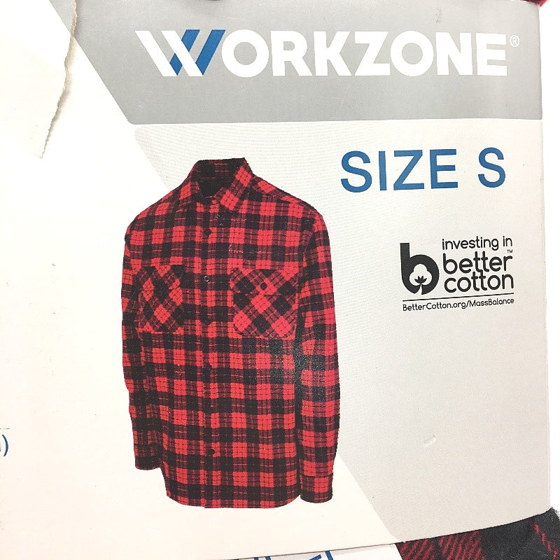 Workzone Red & Black Checkered Work Flannel Shirt Button-Up Mens Size Small NEW