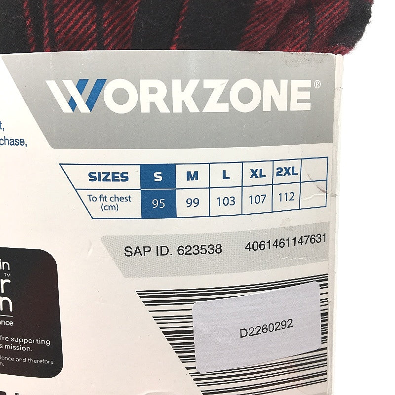 Workzone Red & Black Checkered Work Flannel Shirt Button-Up Mens Size Small NEW