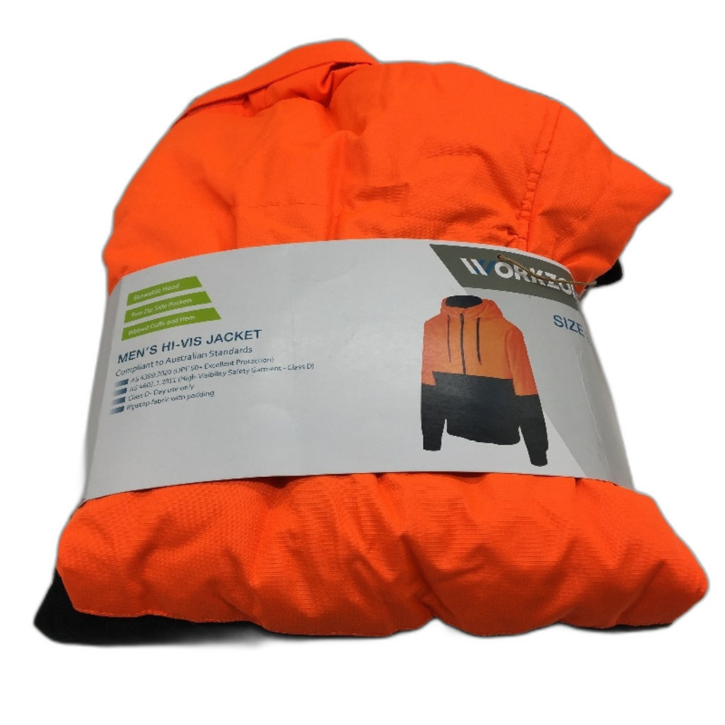 Workzone UPF-50 Orange & Navy HI-VIS Zip Up Class D Jacket Mens Size 3XL NEW