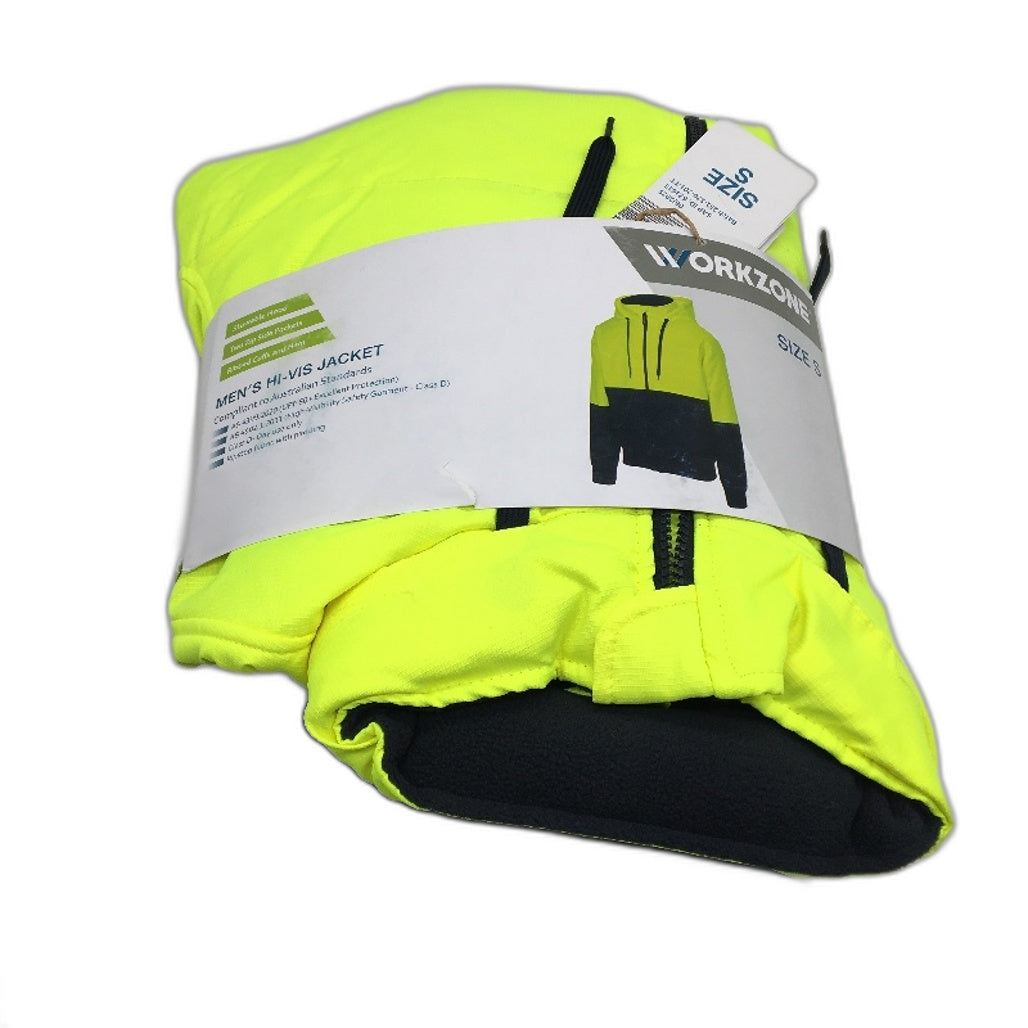Workzone UPF-50 Yellow & Navy HI-VIS Zip Up Class D Jacket Mens Size S NEW