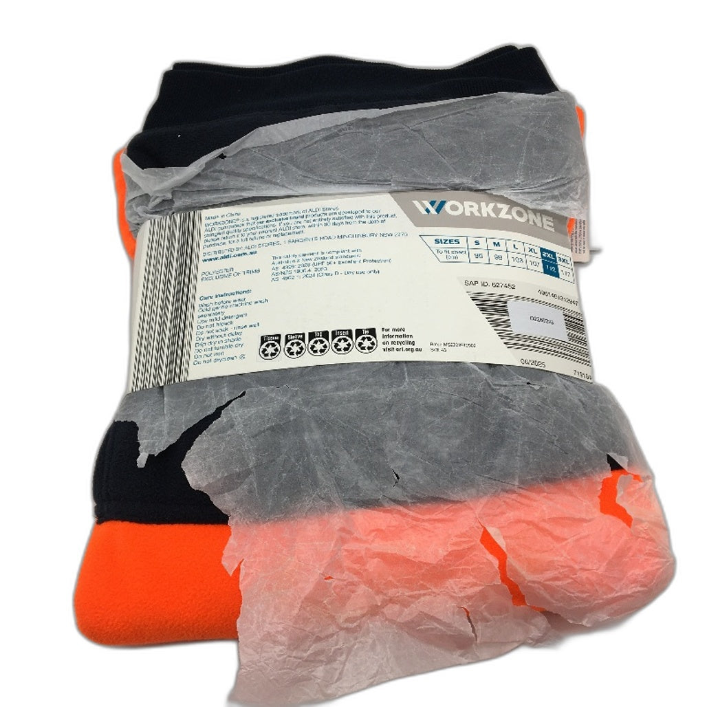 Workzone UPF-50 Orange & Navy HI-VIS 1/4 Zip Up Fleece Top Mens Size 2XL NEW