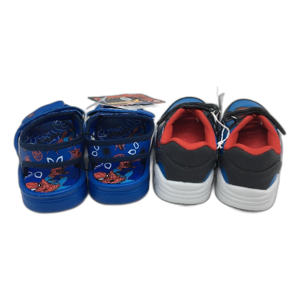 Marvel Spider-Man Sandal & Sneaker 2 Shoe Pack Blue & Grey Kids Size 8 NEW