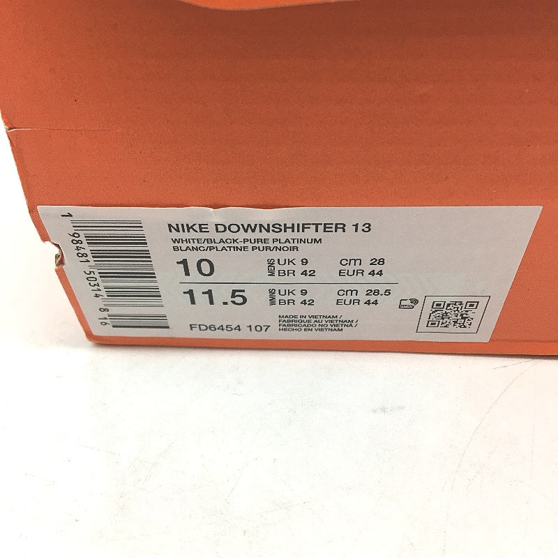 Nike Downshifter 13 White Black Accented Sneakers Unisex US Mens 11 Lds 11.5 NEW