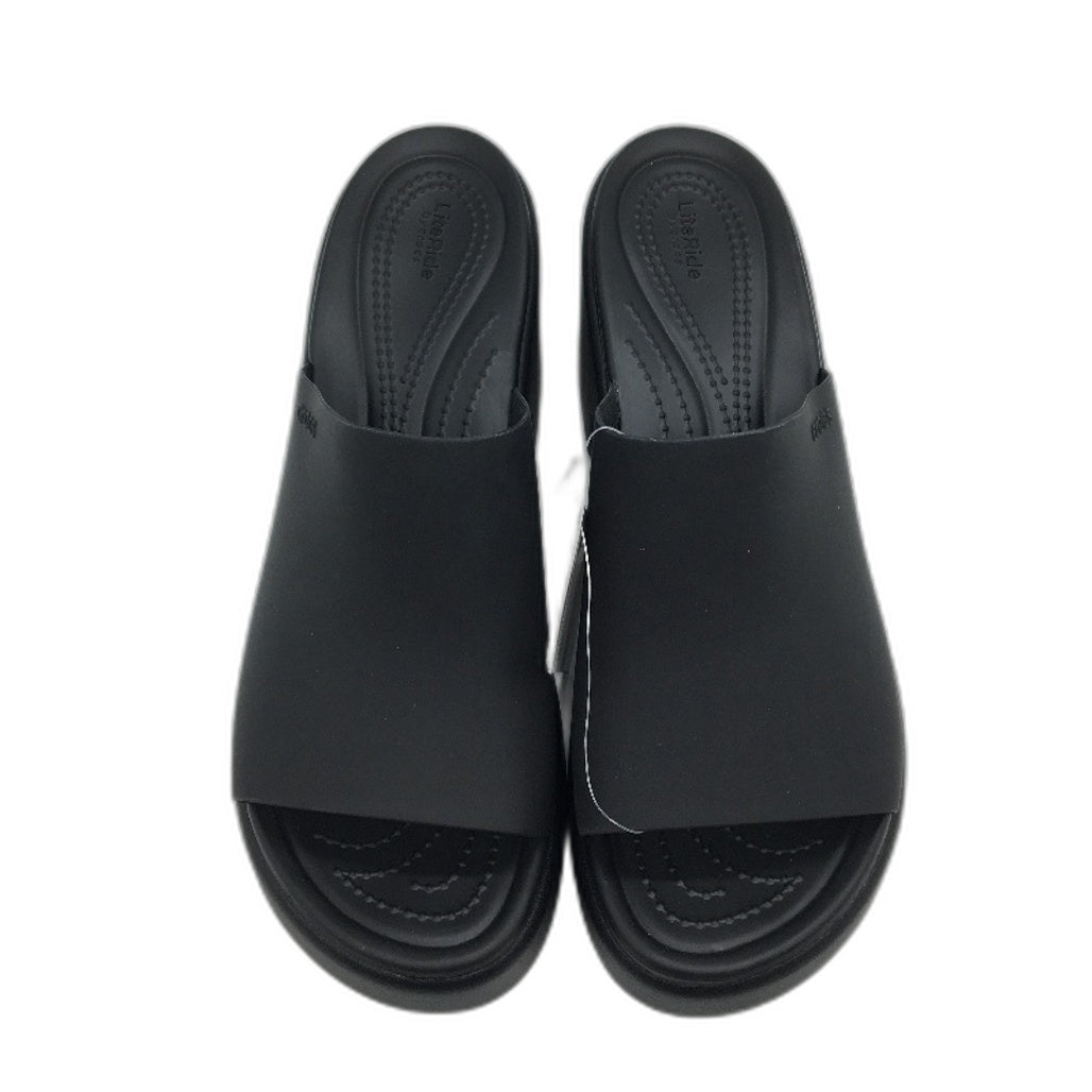 Crocs Brooklyn Slide Heeled Sandal Shoes Black Ladies Size US 11 NEW