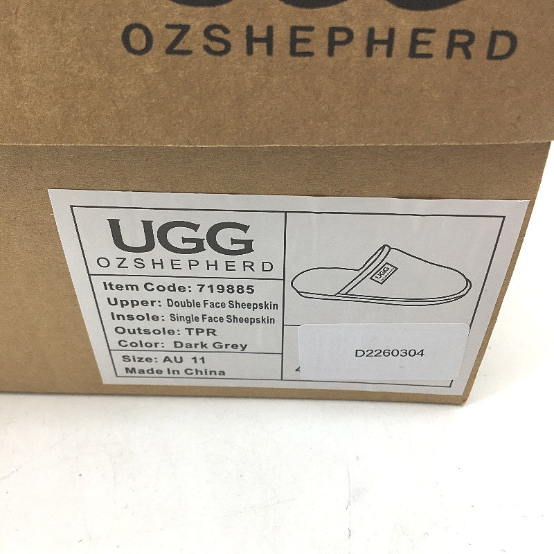 UGG Oz Double Face Sheepskin Grey Scuff Slippers Unisex Size EU44 M11 L13 NEW