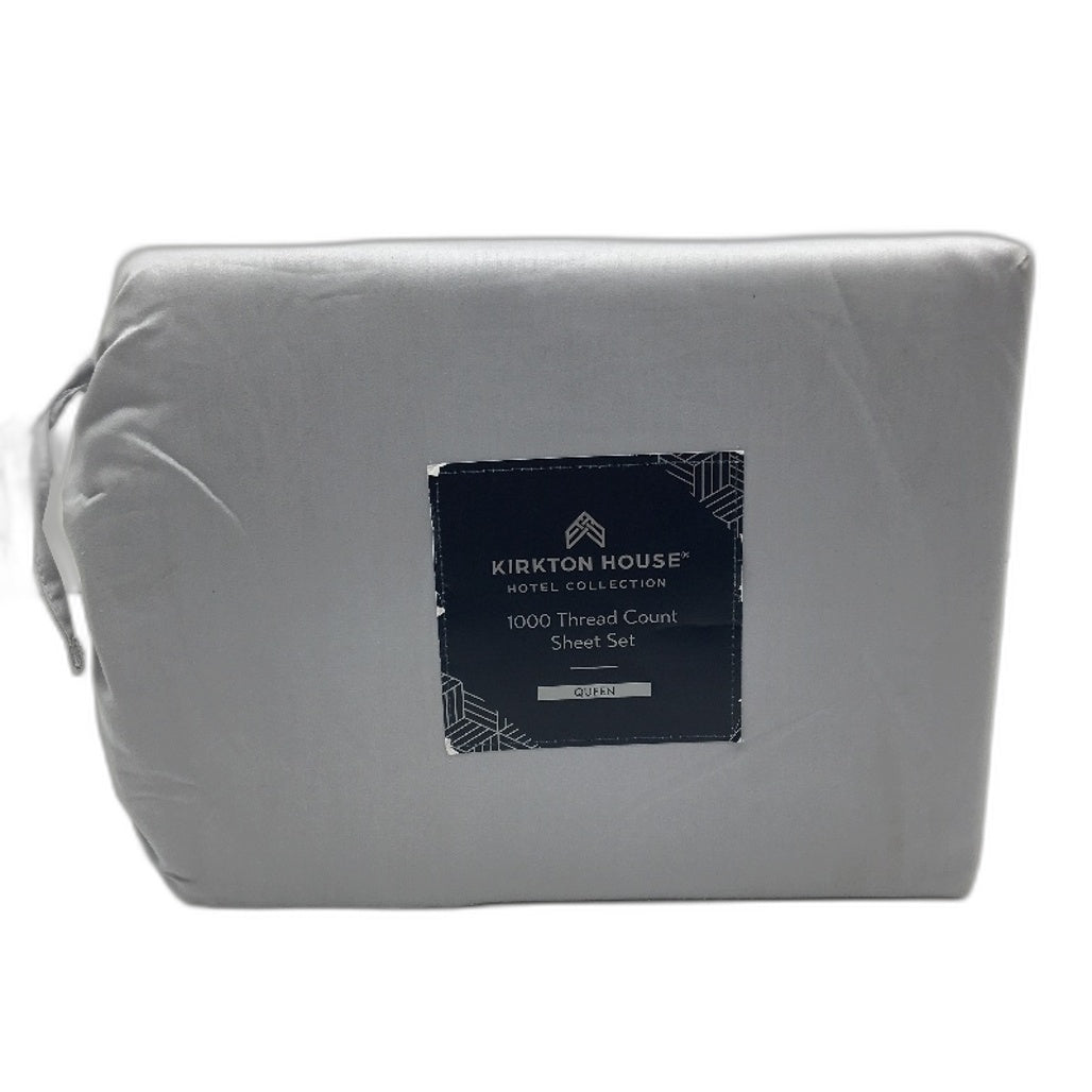 Kirkton House 1000TC Silver Grey Sateen Cotton Fitted Sheet Set QUEEN Size NEW