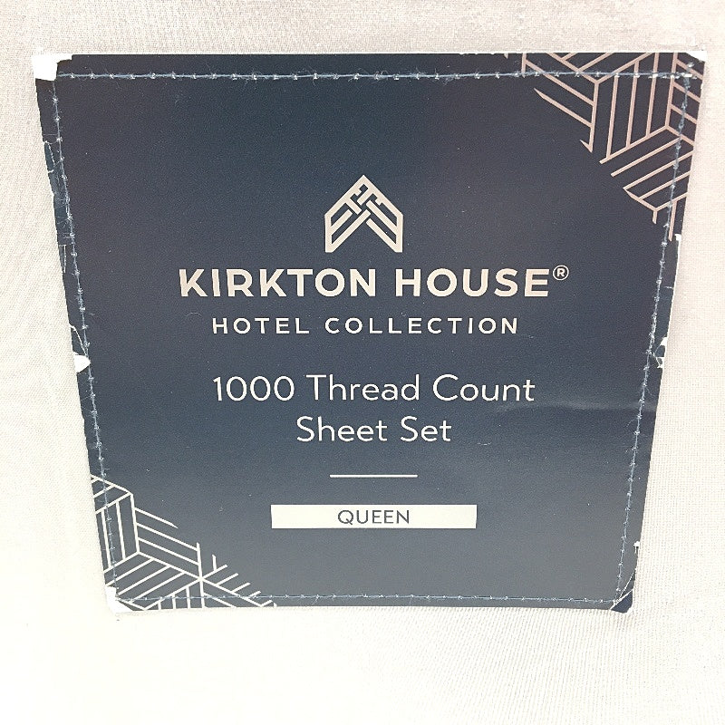 Kirkton House 1000TC Silver Grey Sateen Cotton Fitted Sheet Set QUEEN Size NEW