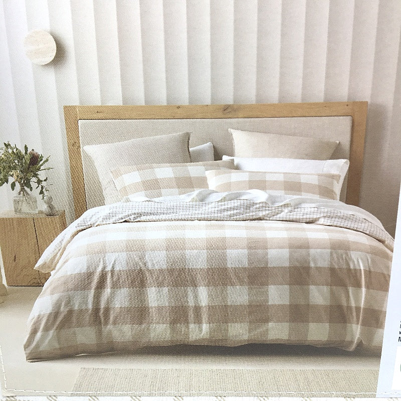 Kirkton House Caramel Gingham Check Cotton Quilt Cover Set KING Size NEW