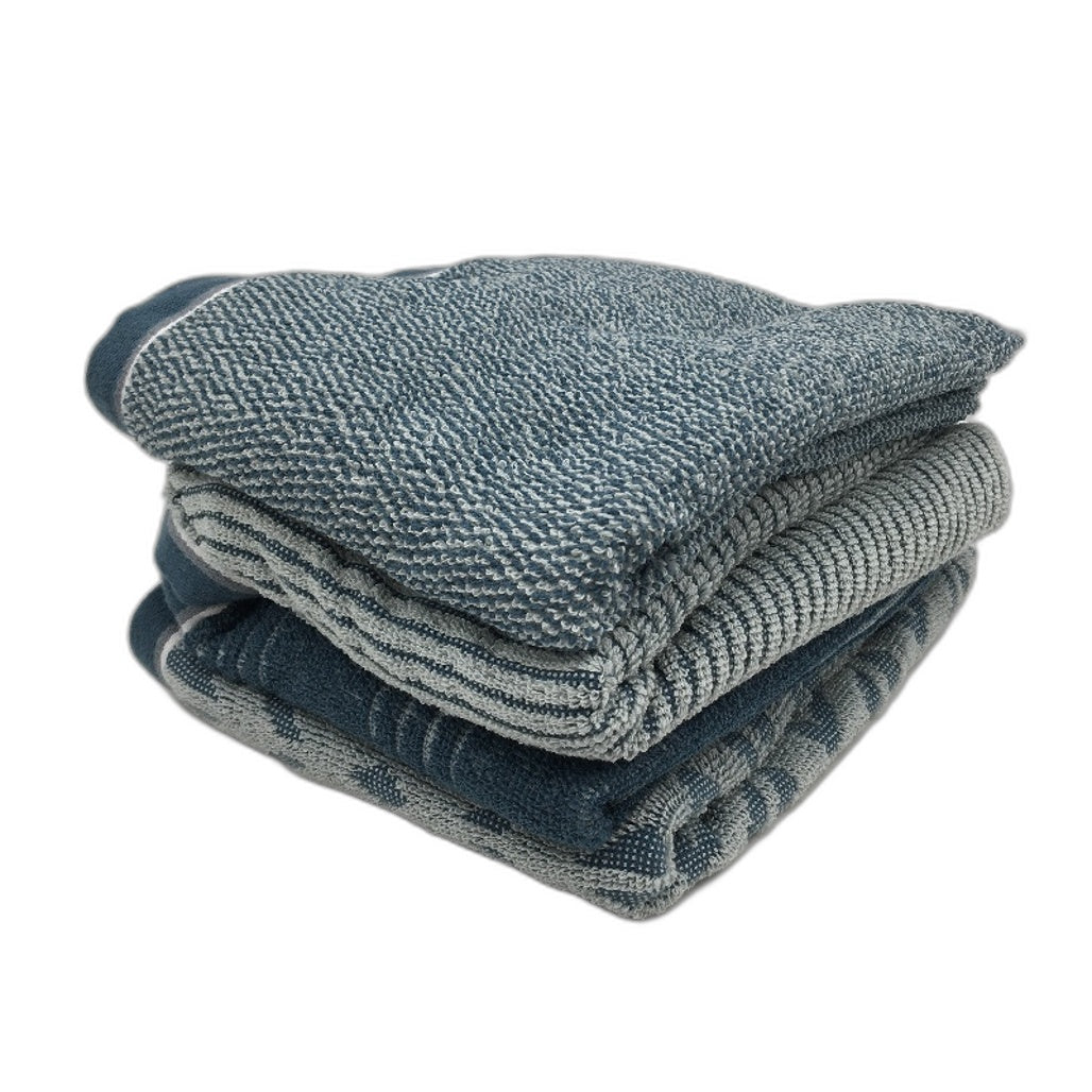 Peppertree 8 Piece Teal Patterned & Textured Soft Cotton Tea Towel Pack NEW