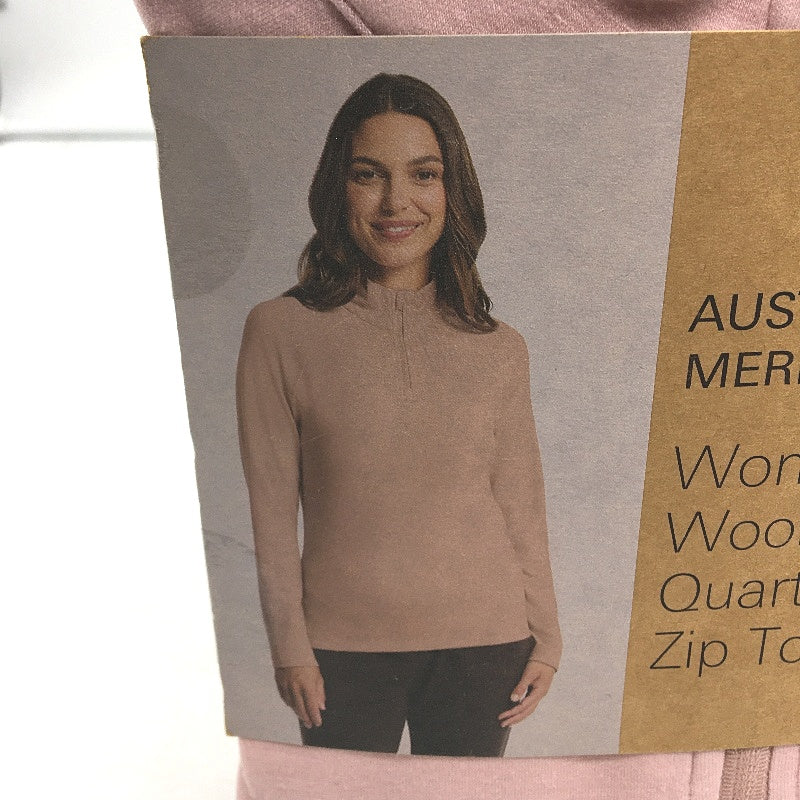 Crane Soft Pink Australian Merino Wool Blend Quarter Zip Top Ladies Size XL NEW