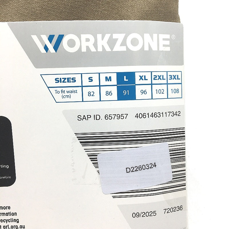 Workzone Khaki Cotton Work Stretch Utility Cargo Pants Mens Size L NEW