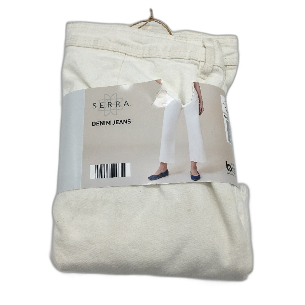 Serra Regular Fit Raw Hem 7/8 Length Whiite Denim Jeans Ladies Size 16 NEW