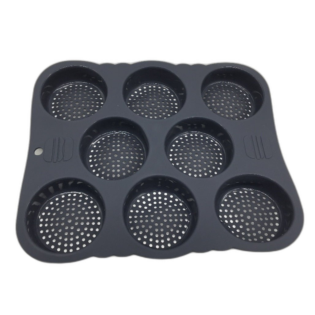 Welhammsae 8 Cavity Silicone Baking Pan Hamburger Bun Mold Non-Stick
