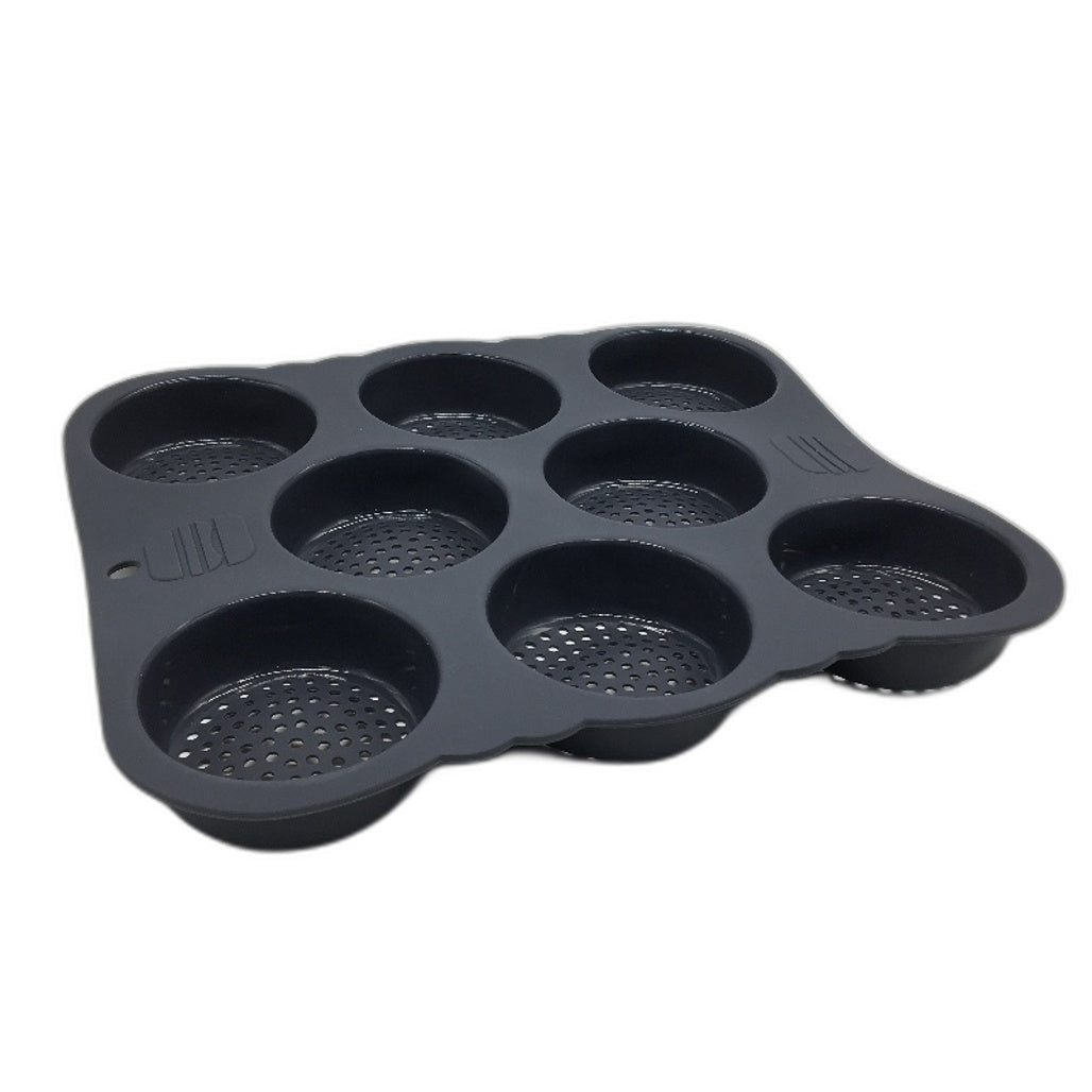 Welhammsae 8 Cavity Silicone Baking Pan Hamburger Bun Mold Non-Stick