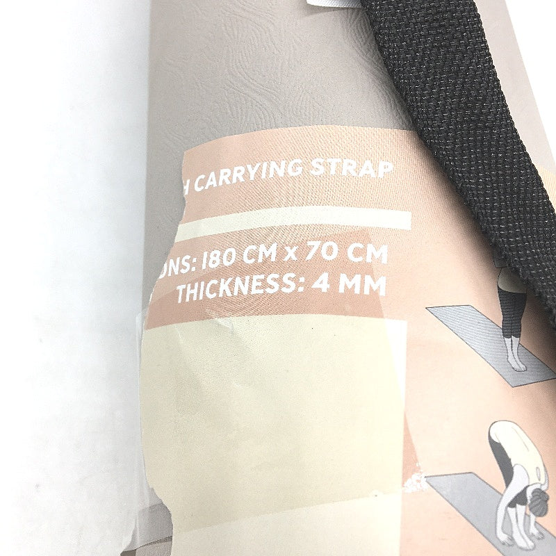 Crane Performance Grey Grippy TPE Yoga Mat With Carry Strap 180x70cm 4mm