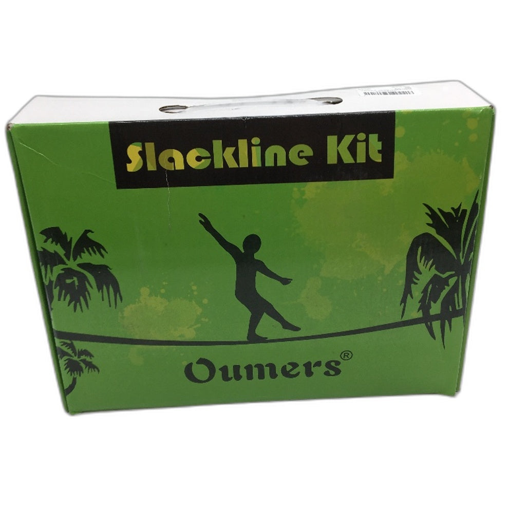 Oumers Beginner Slackline Kit Balance Practice 50ft Slack Line Strap Green