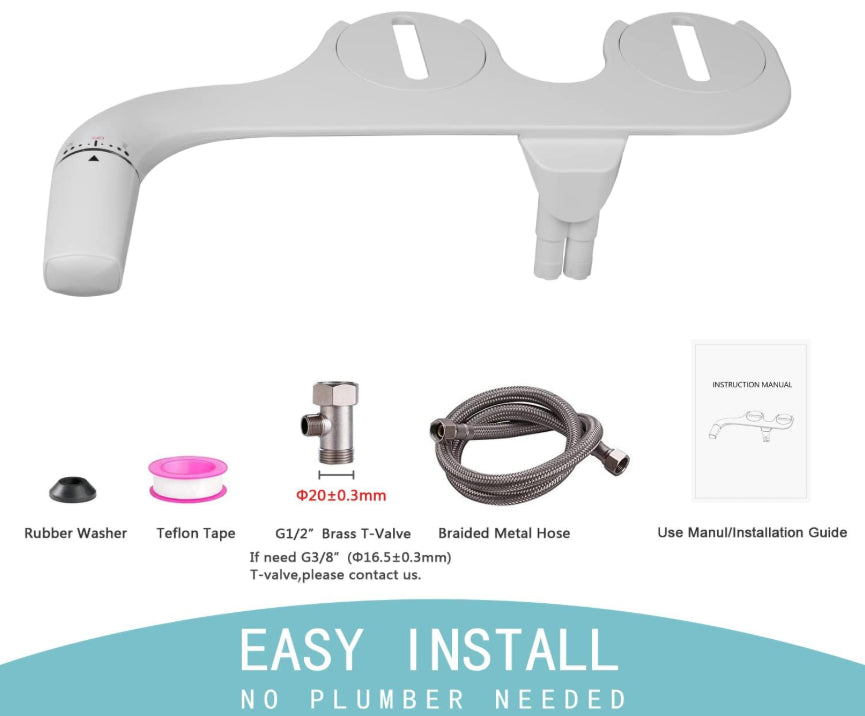 Withlent Ultra-Slim Bidet Toilet Seat Attachment Right Hand Control Dual Nozzle