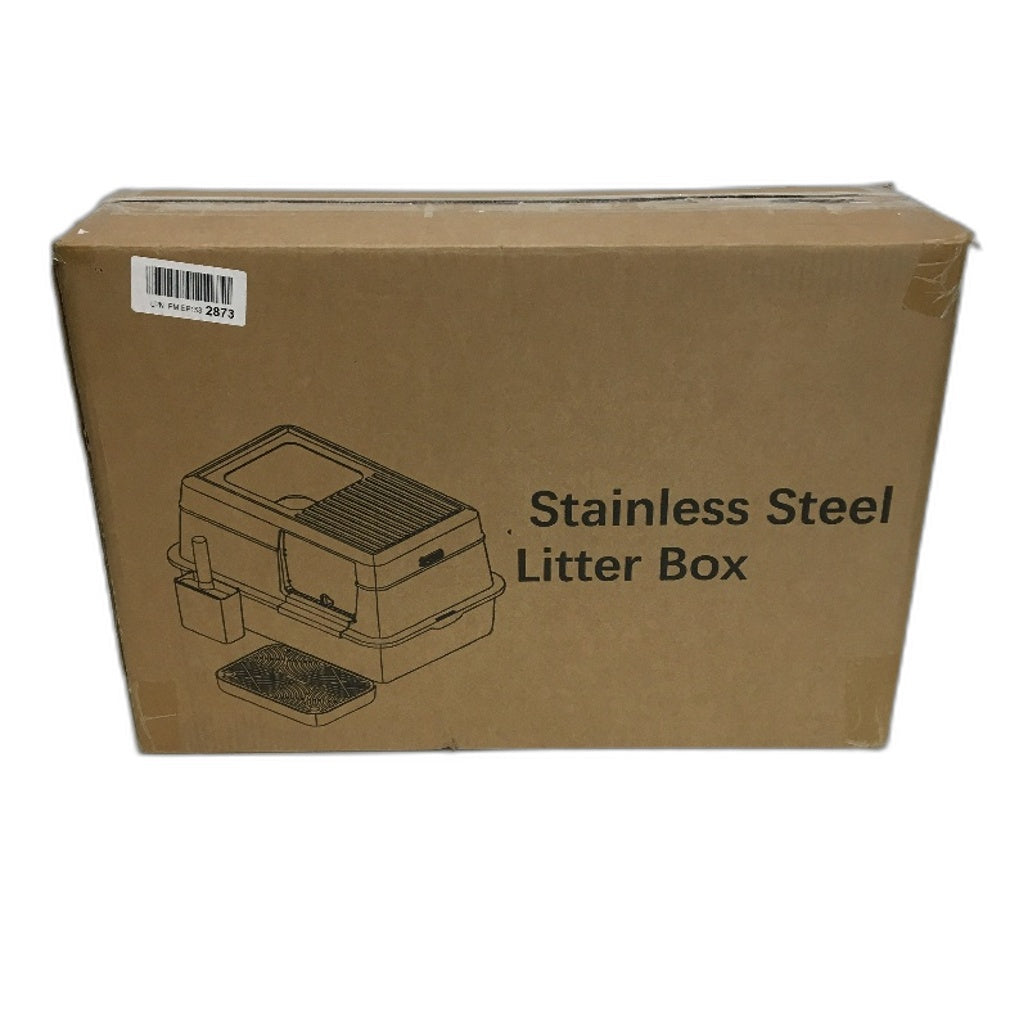 Escrodoi Enclosed Large Stainless Steel Litter Box With Litter Scooper Cat Tray