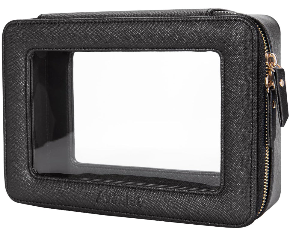 Aveniee Black Clear Makeup Bag Organiser Portable Travel Toiletry Cosmetic Case