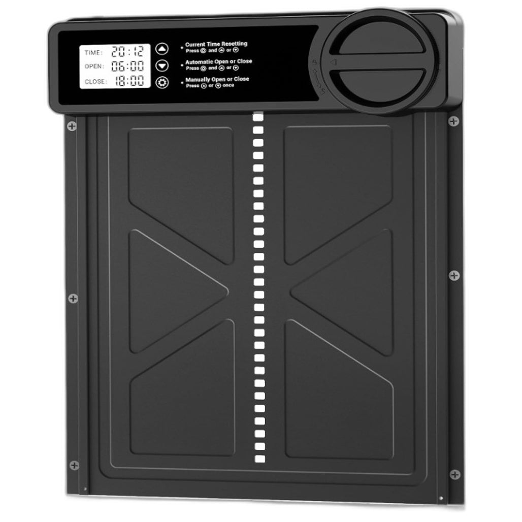 Extra-Large Black Automatic Chicken Coop Door With Timer & Manual Mode