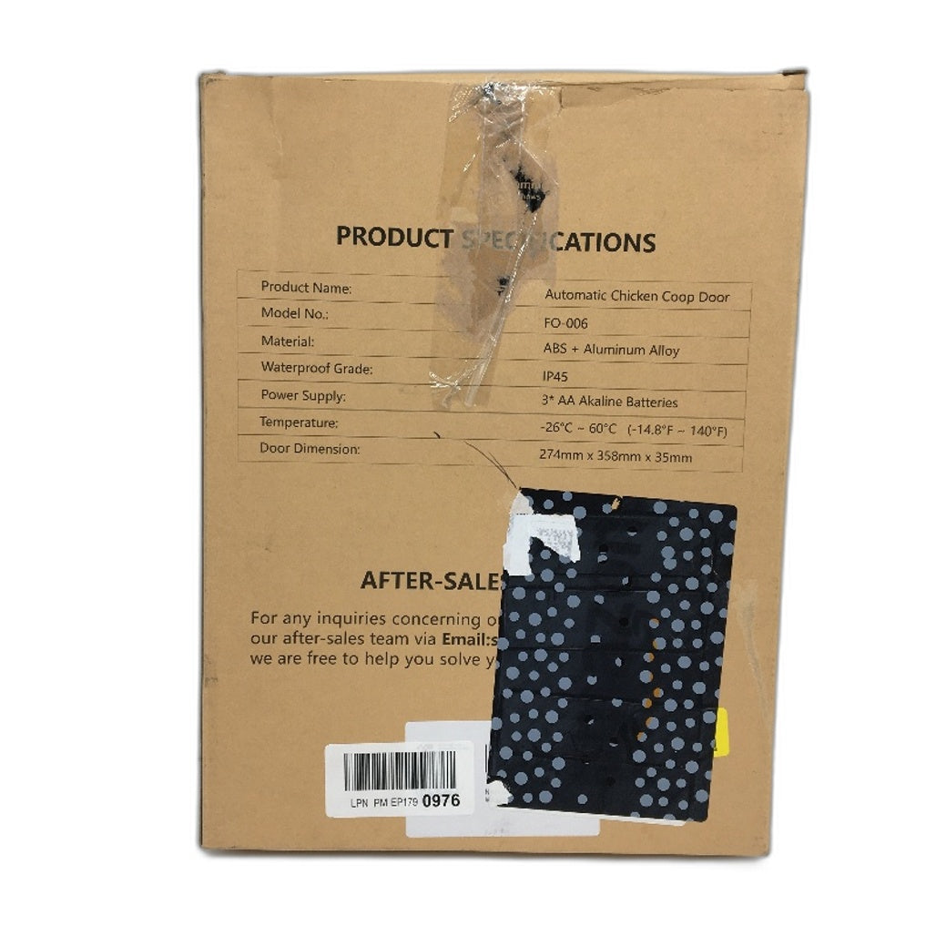 Extra-Large Black Automatic Chicken Coop Door With Timer & Manual Mode