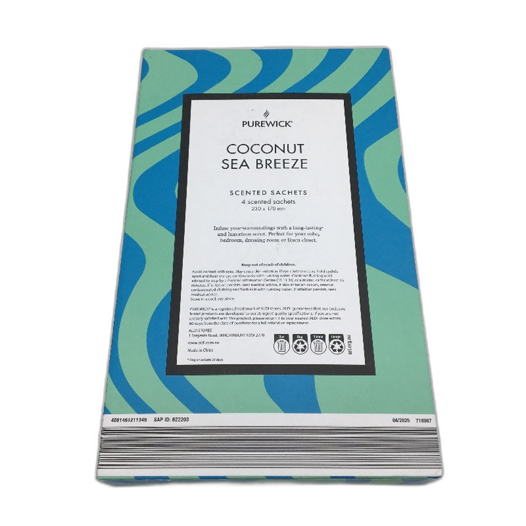 Purewick 4 Pack Coconut Sea Breeze Scented Sachets 230mm x 170mm